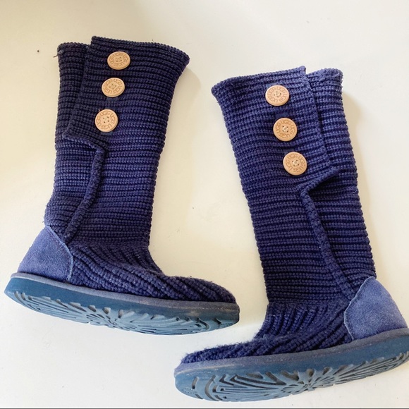 Women’s Uggs Blue Classic Cardy Sweater Boots - Picture 1 of 6